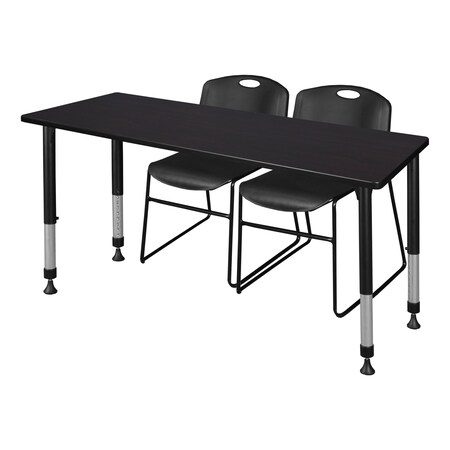 Regency Tables > Height Adjustable > Rectangular Table & Chair Sets, 72 W, 30 L, 23-34 H MT7230MWAPBK44BK